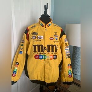 NWT Nascar Kyle Busch M&M JH Yellow Cotton Twill Bomber Jacket RARE 3XL